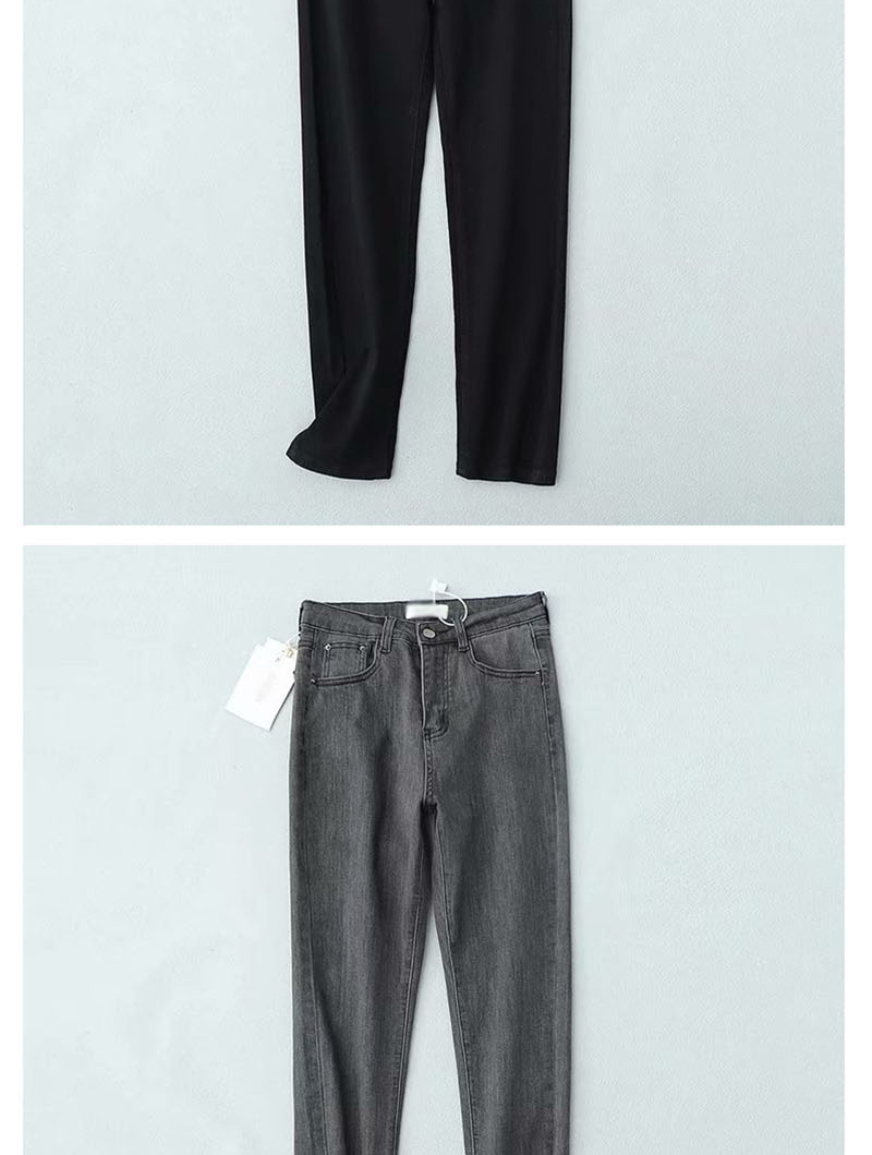 Fashion Black Washed Straight Jeans,Pants