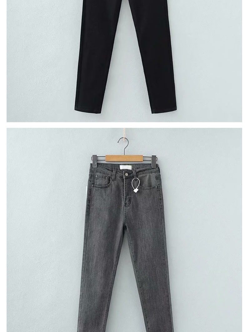 Fashion Black Washed Straight Jeans,Pants
