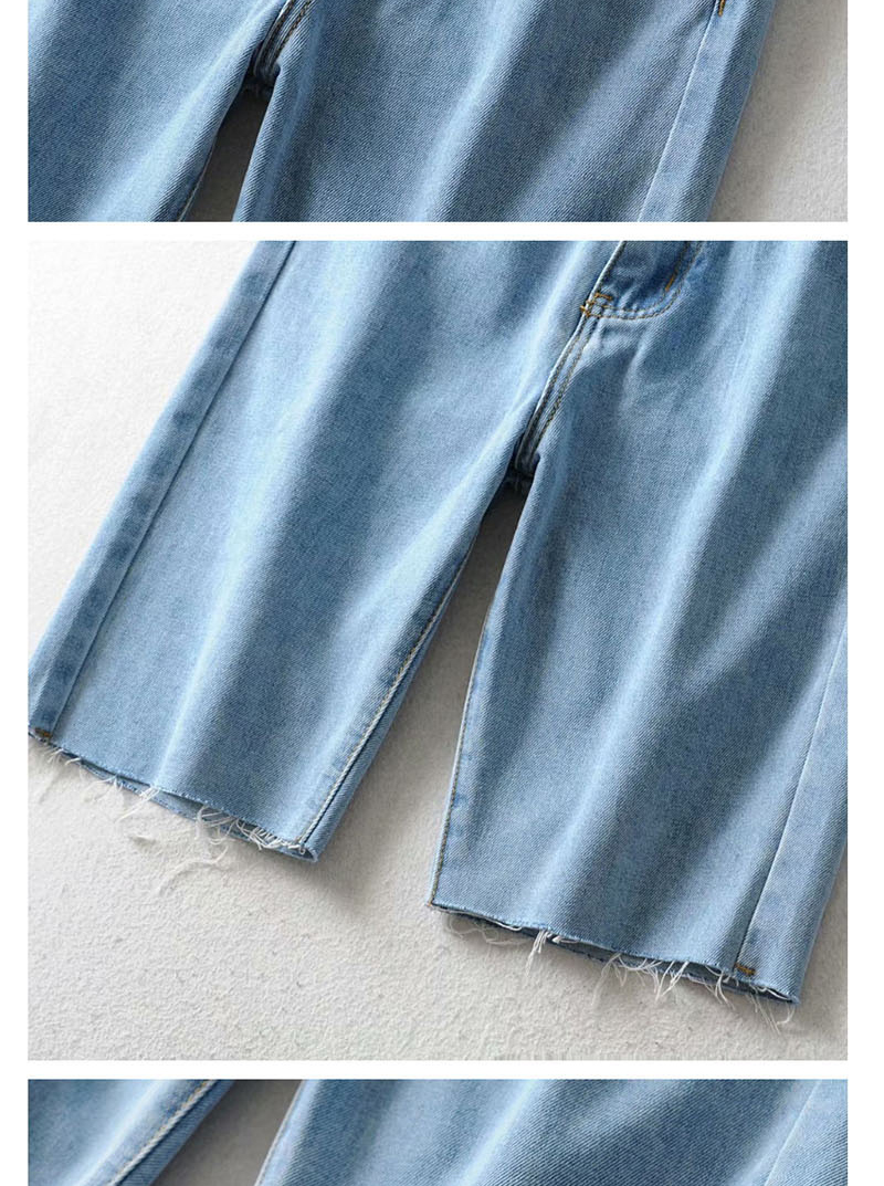 Fashion Blue Washed Raw Denim Pants,Denim