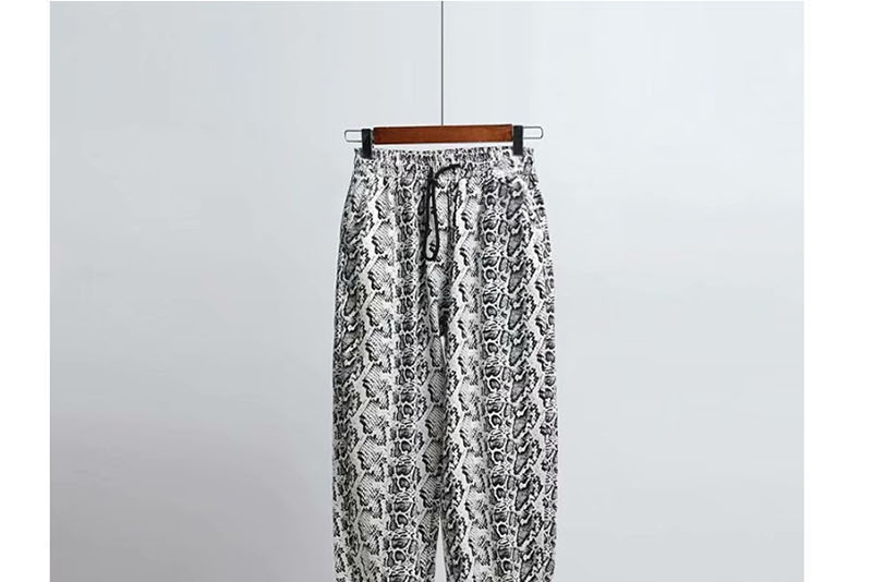 Fashion White Snake Print Trousers,Pants