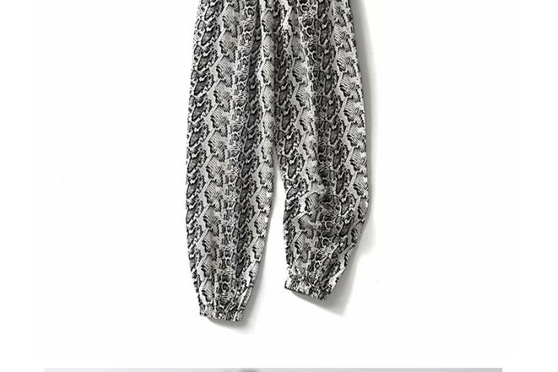 Fashion White Snake Print Trousers,Pants