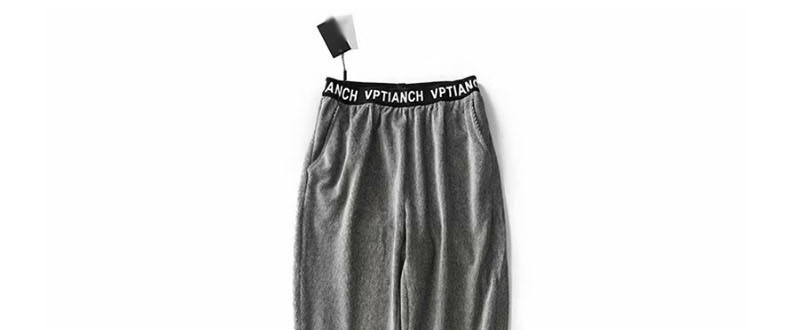 Fashion Gray Letter Elastic Corduroy Straight-leg Pants,Pants