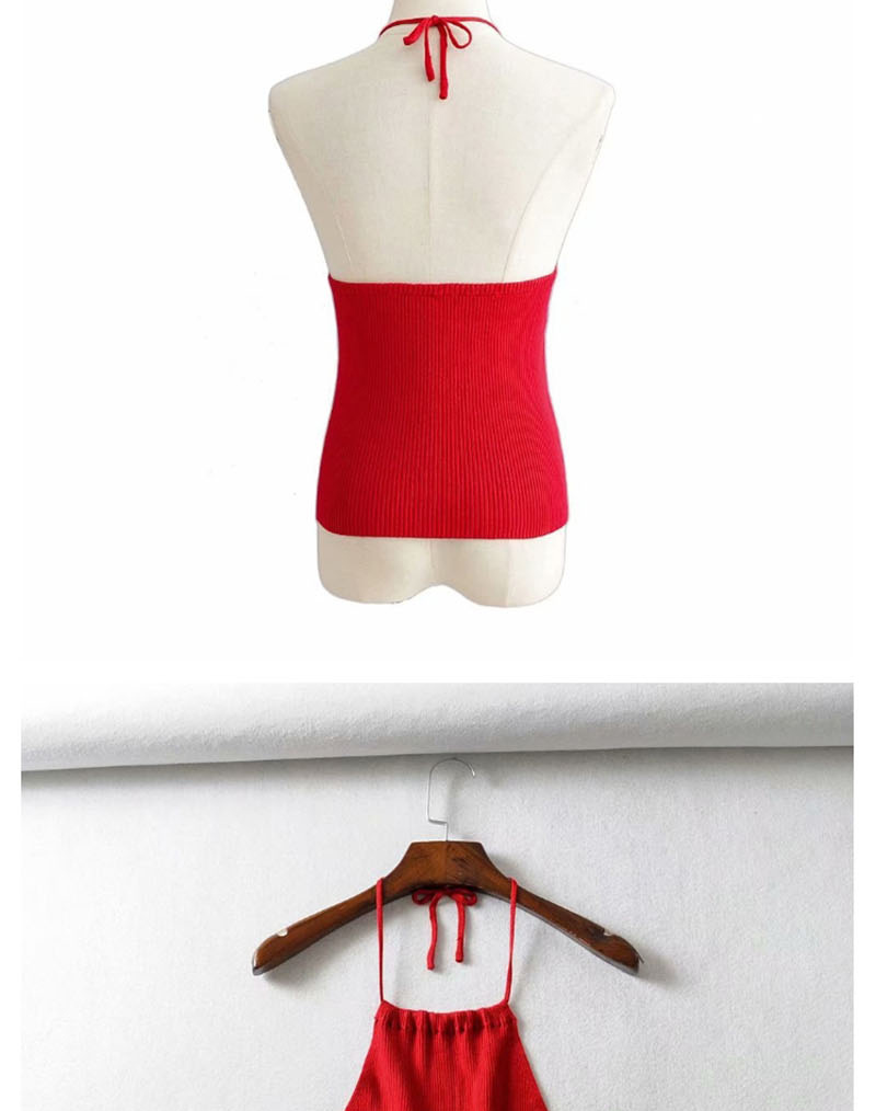 Fashion Khaki Halter Open Back Knit Vest,Tank Tops & Camis