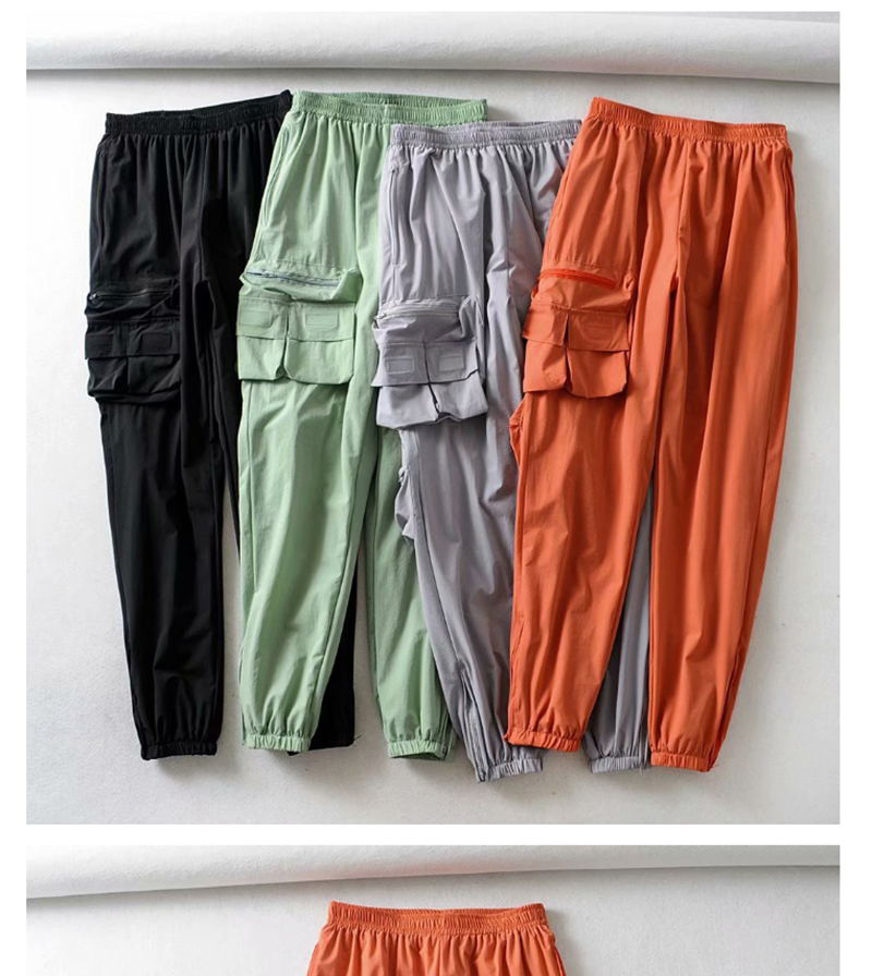 Fashion Orange Pocket Elasticated Pants,Pants
