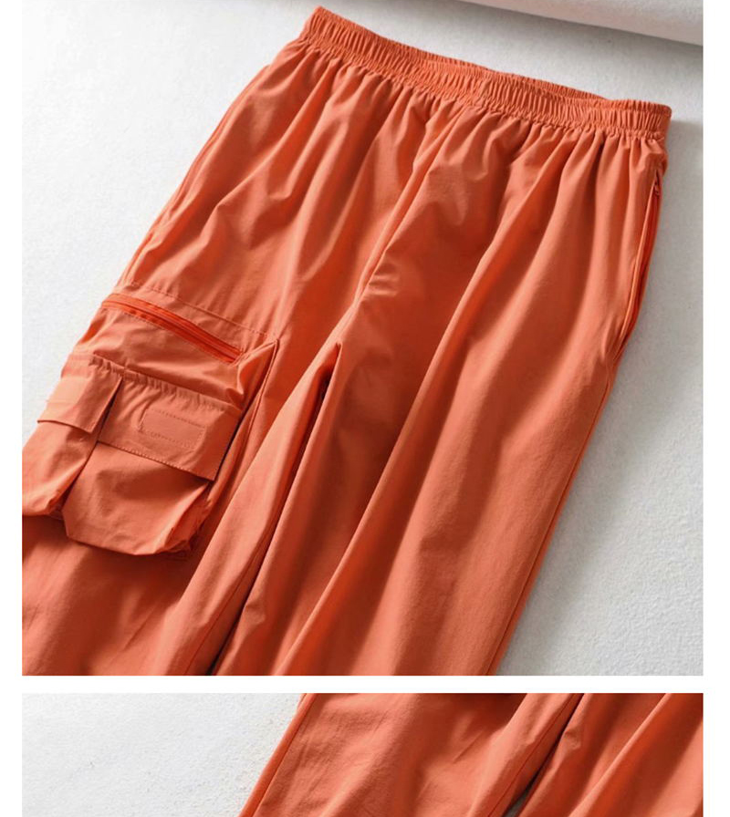 Fashion Orange Pocket Elasticated Pants,Pants
