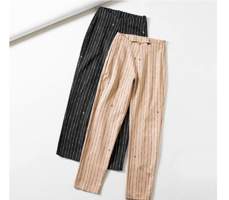 Fashion Black High Waist Tapered Striped Overalls,Pants