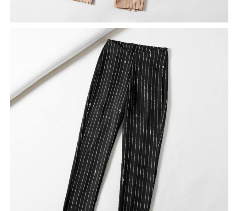 Fashion Black High Waist Tapered Striped Overalls,Pants