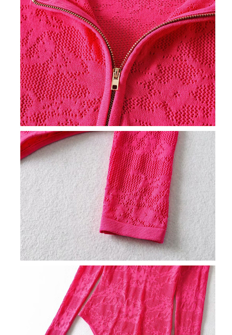 Fashion Red Half Zipper Water-soluble Flower Bodysuit,SLEEPWEAR & UNDERWEAR