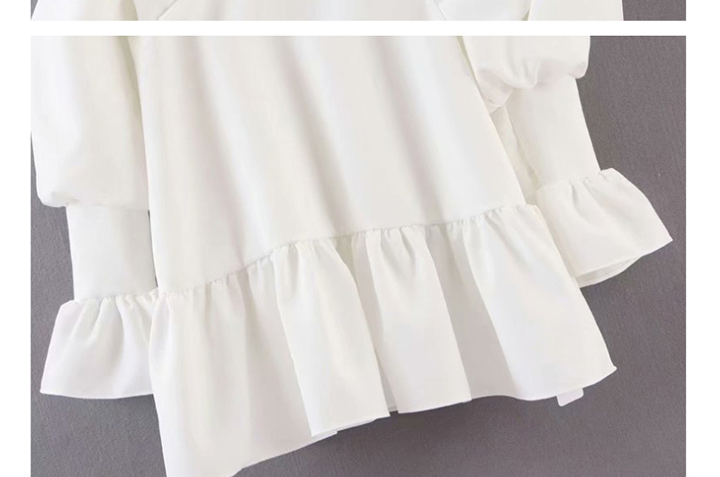 Fashion White Ruffled V-neck Dress,Mini & Short Dresses