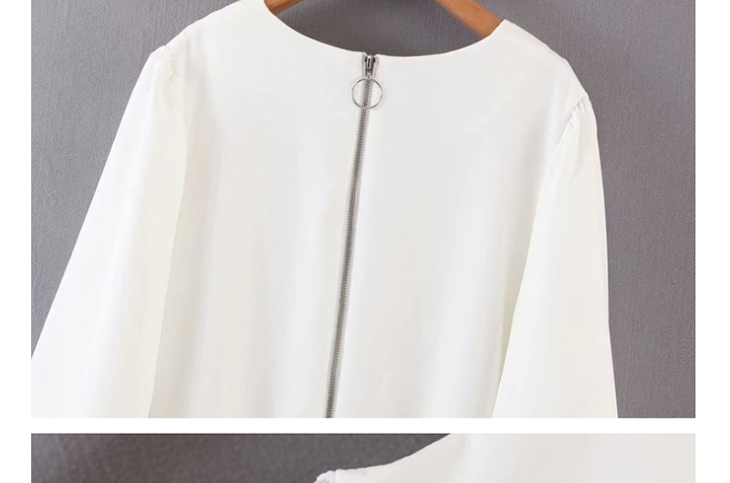 Fashion White Ruffled V-neck Dress,Mini & Short Dresses