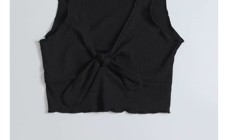 Fashion Black Lace-up V-neck Vest,Tank Tops & Camis