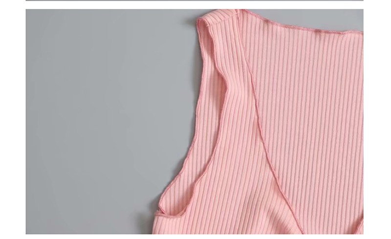 Fashion Pink Lace-up V-neck Vest,Tank Tops & Camis