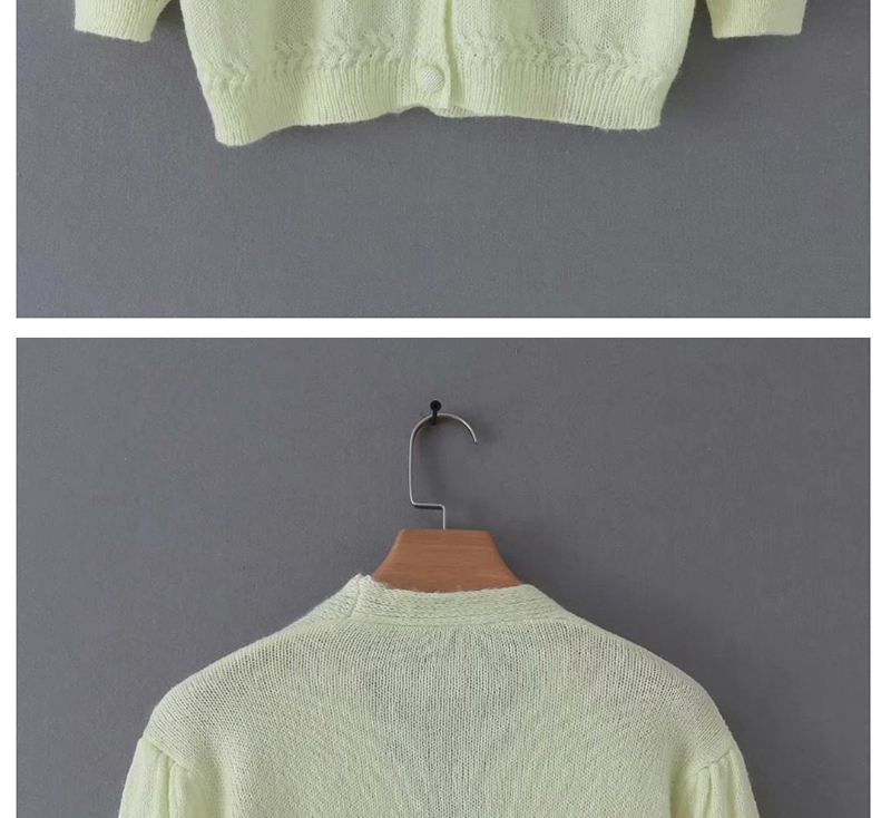 Fashion Green Short-sleeved Sweater With Front Sleeves And Puffy Sleeves,Sweater