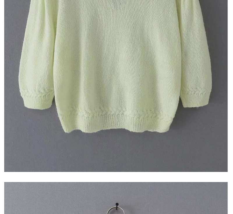 Fashion Green Short-sleeved Sweater With Front Sleeves And Puffy Sleeves,Sweater