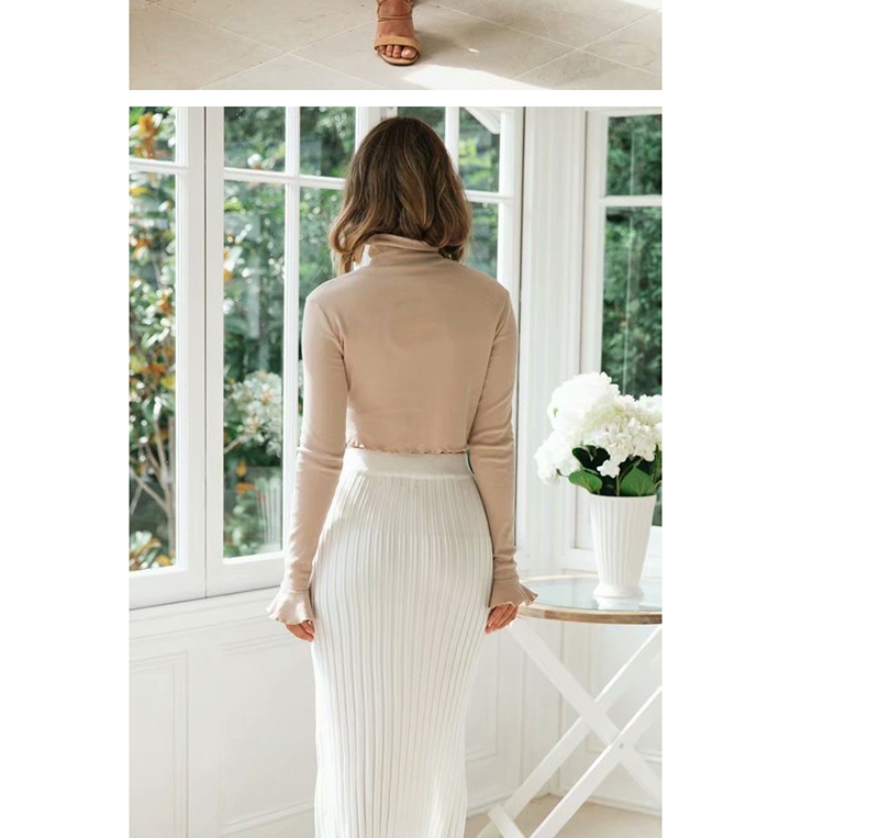 Fashion White Knit Split Breasted Skirt,Skirts