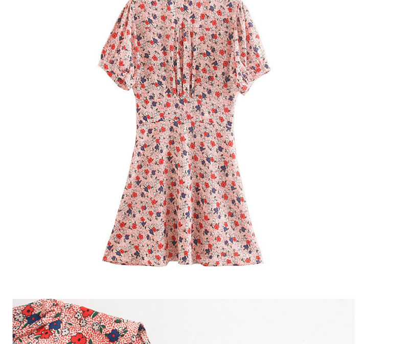 Fashion Pink Flower Print Dress,Mini & Short Dresses