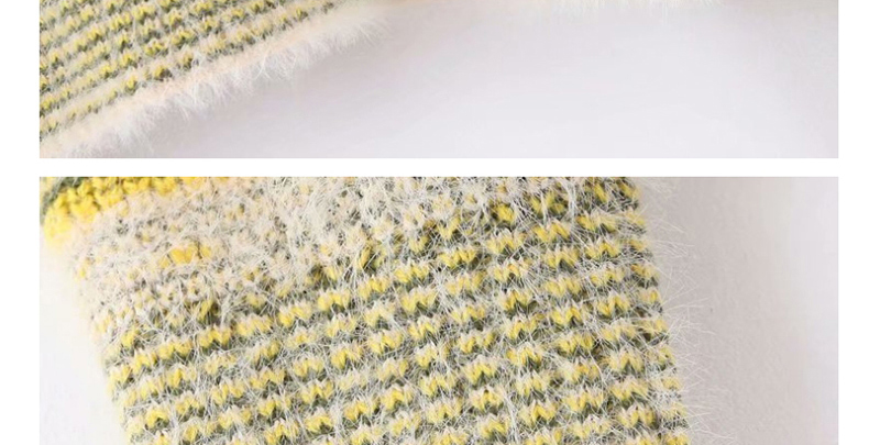 Fashion Yellow-green Mohair Colorblock Knitted Sweater,Sweater