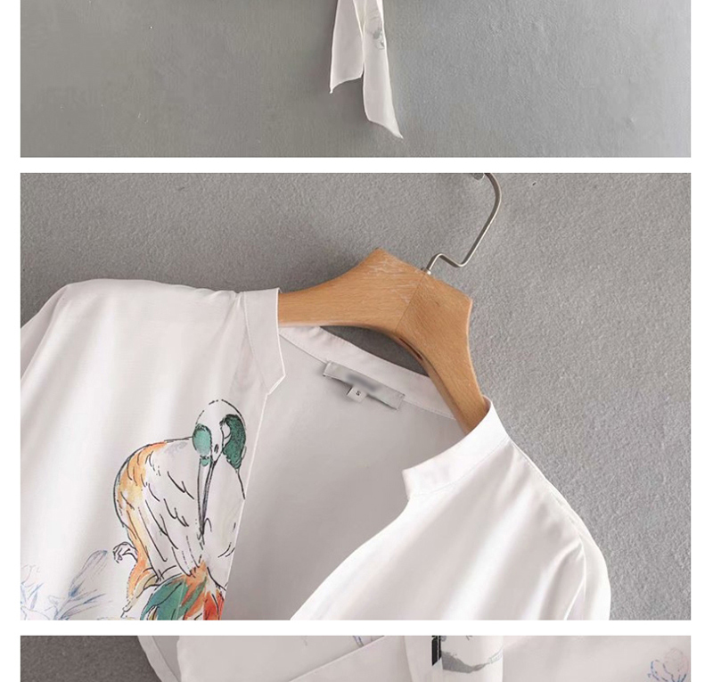 Fashion White Cross-print V-neck Lace-up Shirt,Tank Tops & Camis
