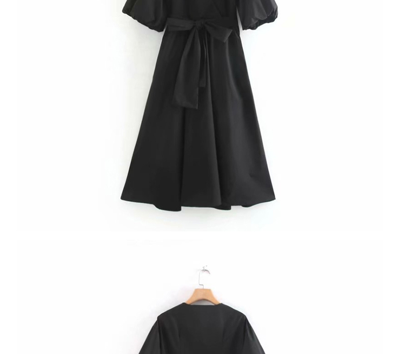 Fashion Black V-neck Lace Dress,Long Dress