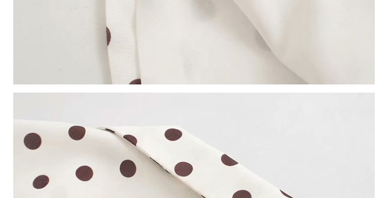 Fashion White Lantern Sleeve Coffee Dot Print Lace Dress,Mini & Short Dresses