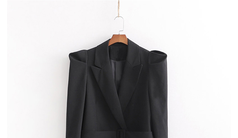 Fashion Black Puff Sleeved Midi Suit,Coat-Jacket