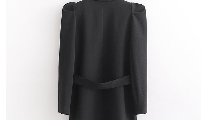 Fashion Black Puff Sleeved Midi Suit,Coat-Jacket