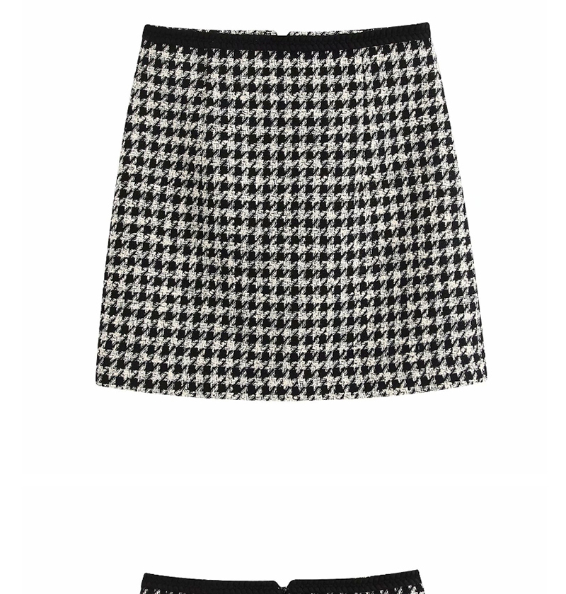 Fashion Black Houndstooth A-line Skirt,Skirts