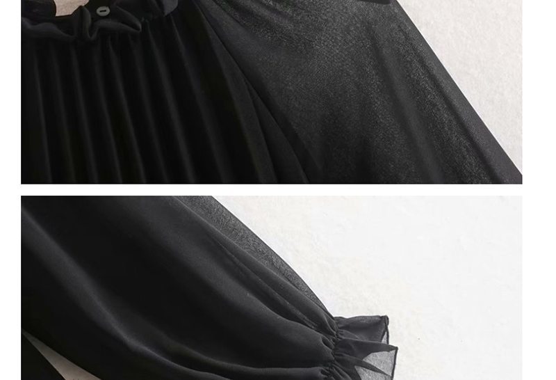 Fashion Black Small Pleated Ruffle Dress,Mini & Short Dresses