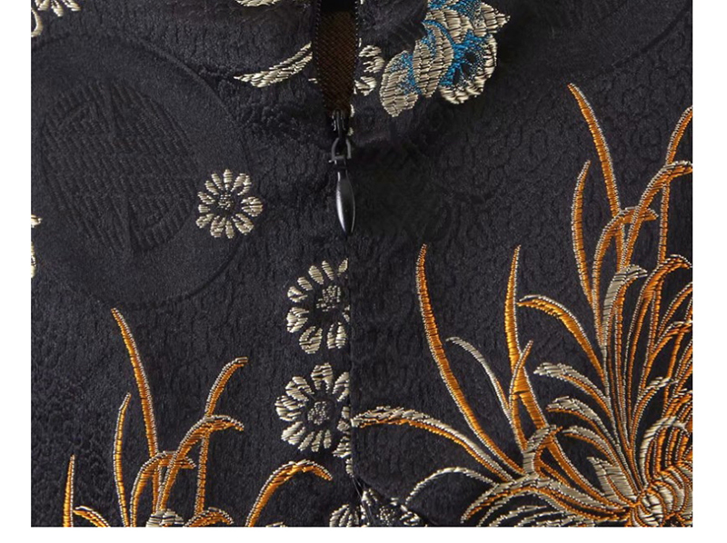 Fashion Black Embroidered Paneled Split Skirt,Skirts