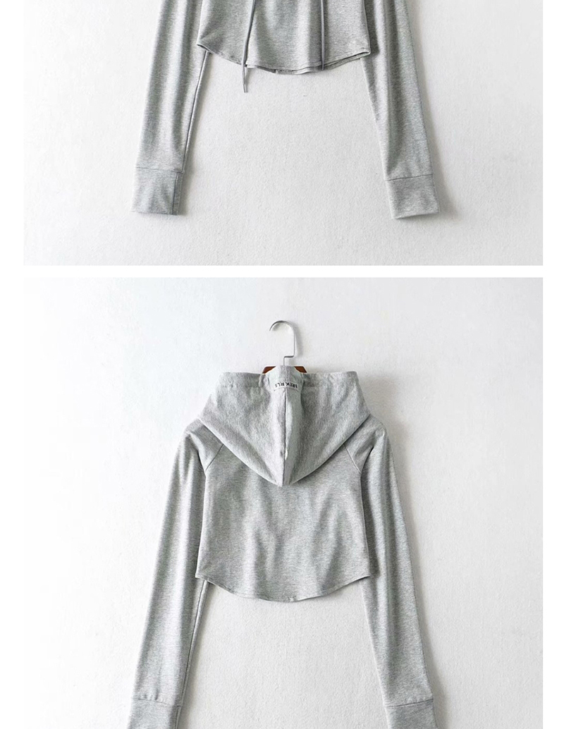 Fashion Gray Hooded Thin Lace Up Sweatshirt,ACTIVEWEAR