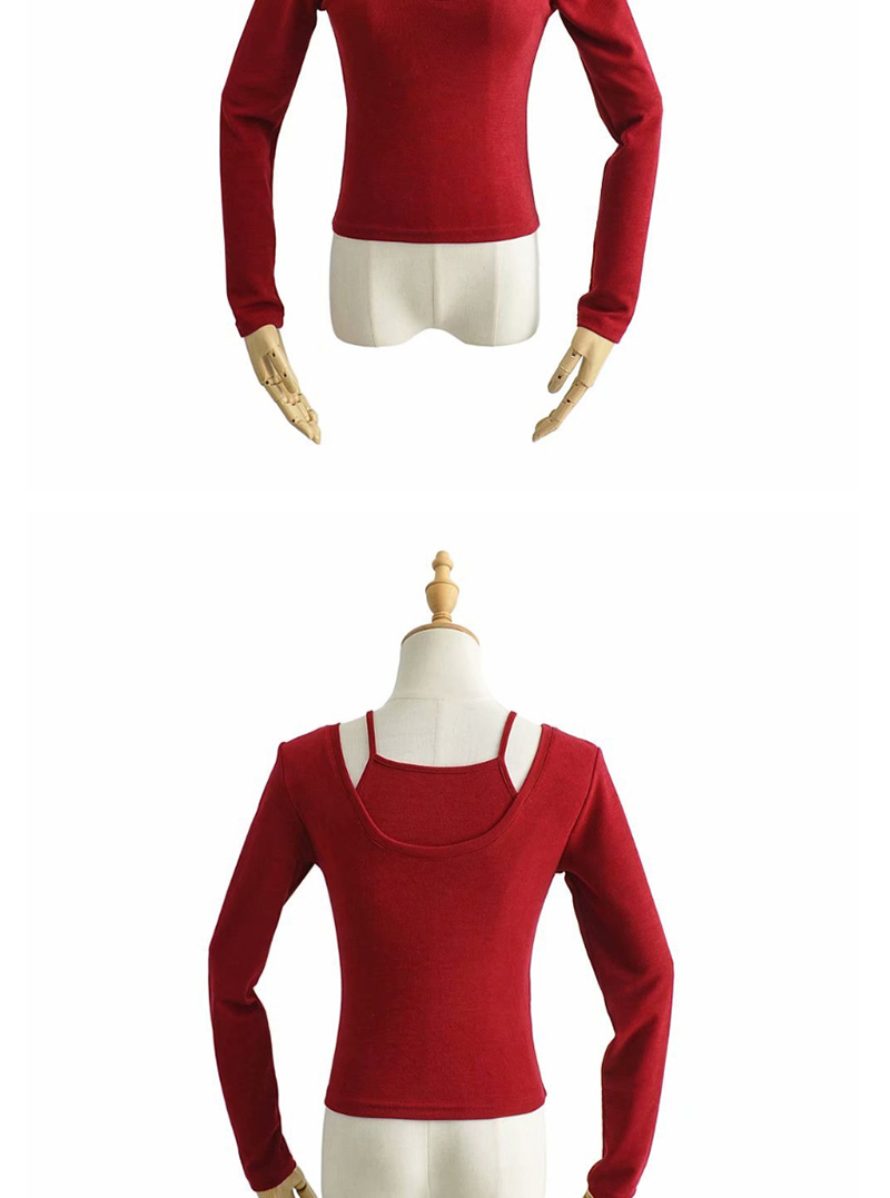 Fashion Wine Red Fake Two Knitted Suspender T-shirts,Hair Crown