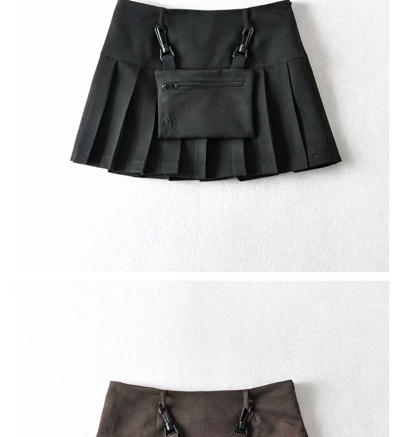 Fashion Coffee Color Cargo Pleated Skirt Skirt,Skirts