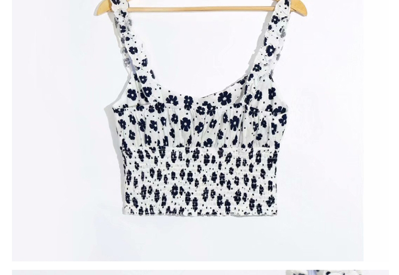 Fashion White Flower Print Camisole,Tank Tops & Camis