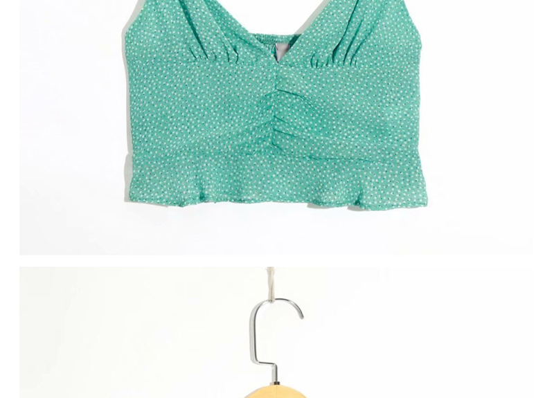 Fashion Green Flower Print Camisole V-neck Vest,Tank Tops & Camis