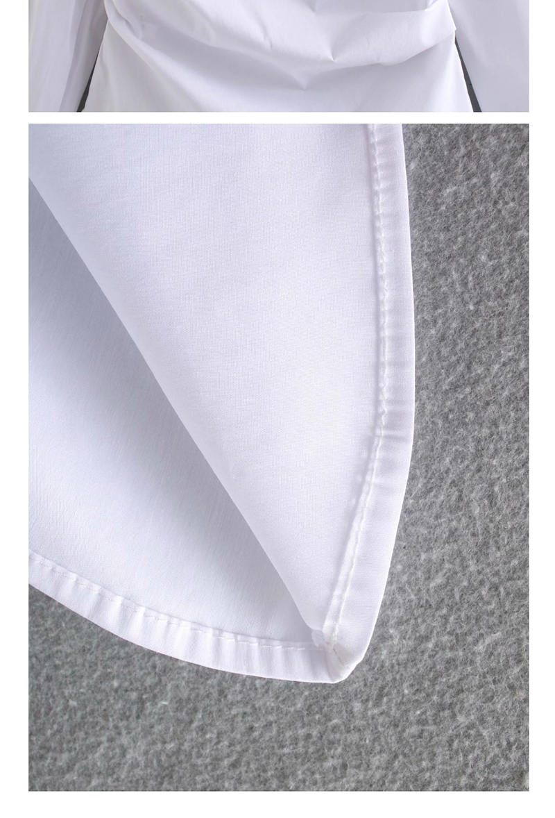 Fashion White Asymmetric Pleated Shirt,Blouses