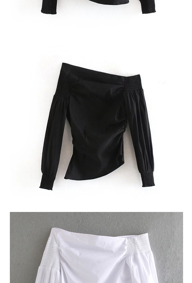Fashion Black Asymmetric Pleated Shirt,Tank Tops & Camis