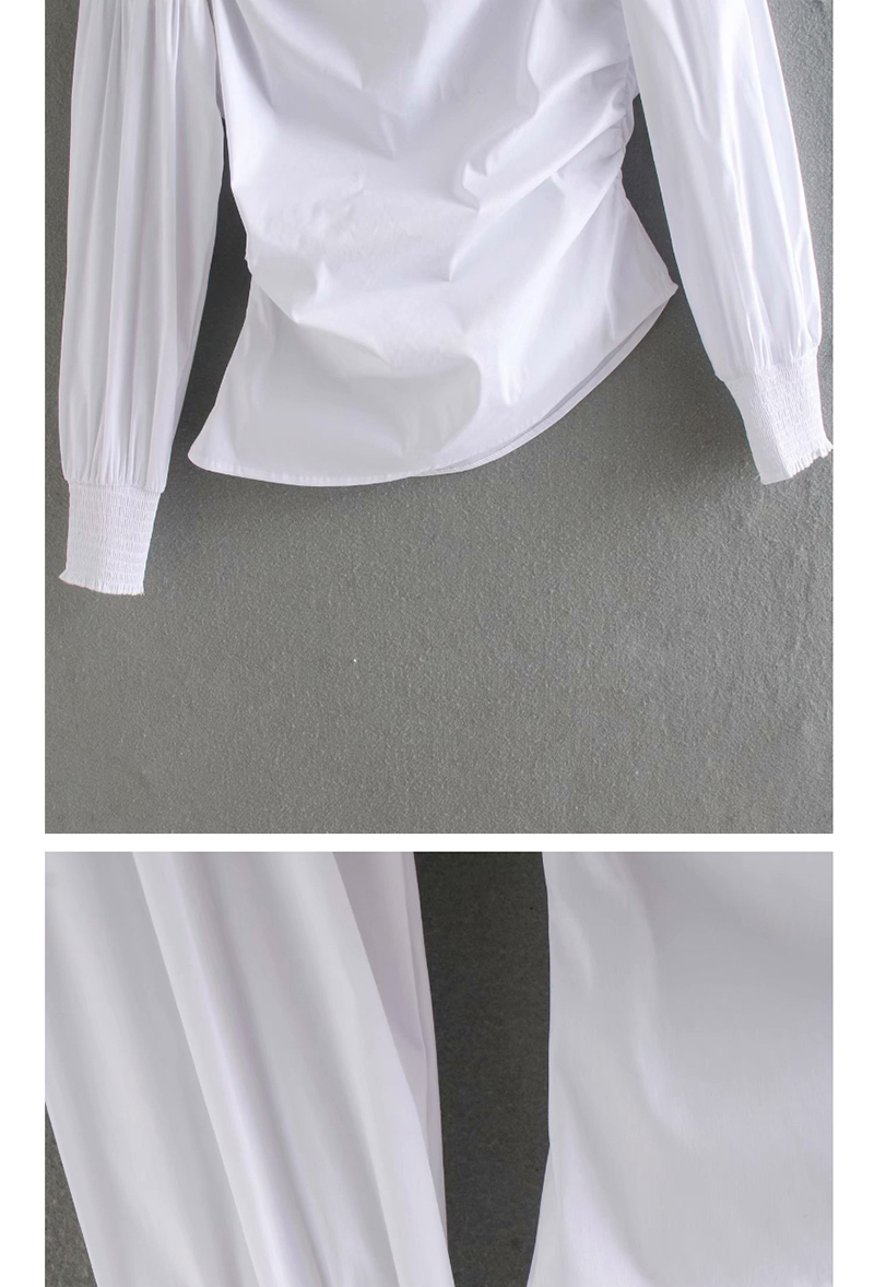 Fashion White Asymmetric Pleated Shirt,Blouses