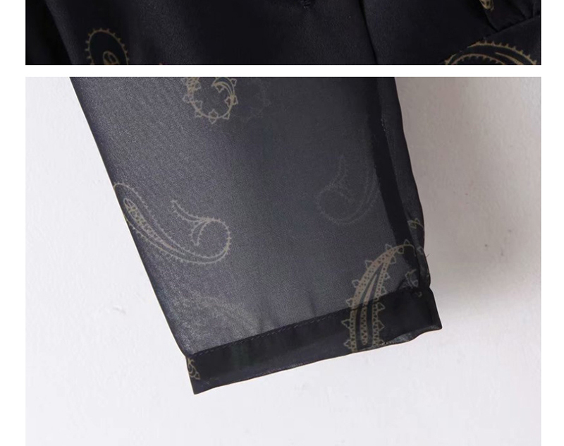 Fashion Black V-neck Printed Ruffled Elastic Waist Dress,Mini & Short Dresses
