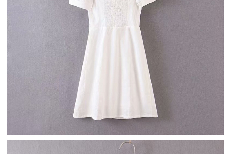 Fashion White Single-breasted Square-neck Dress,Mini & Short Dresses