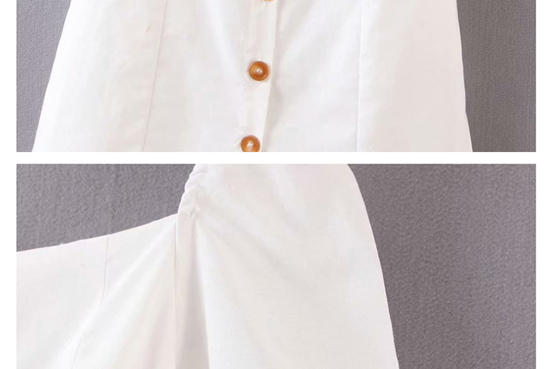 Fashion White Single-breasted Square-neck Dress,Mini & Short Dresses