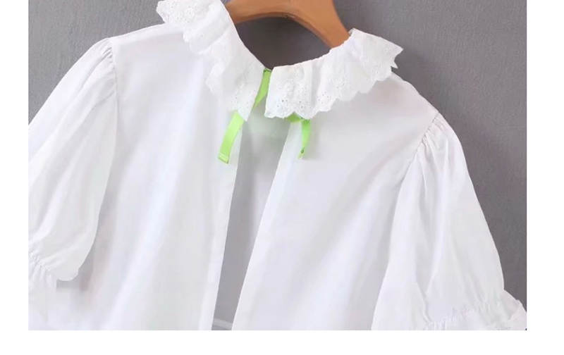 Fashion White Lace-neck Ruffle Shirt,Blouses