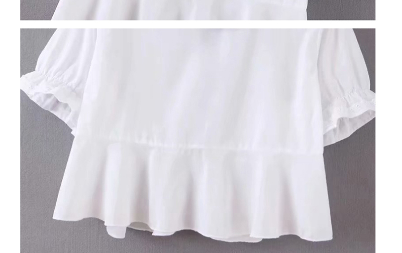 Fashion White Lace-neck Ruffle Shirt,Blouses