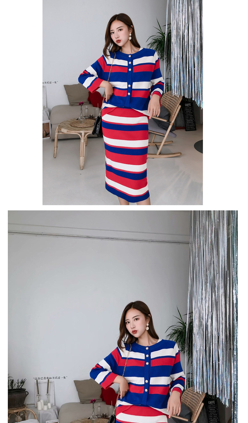 Fashion Color Striped Knit Three-piece Suit,Tank Tops & Camis