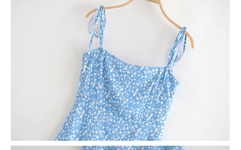 Fashion Blue Flower Print Camisole Dress,Mini & Short Dresses
