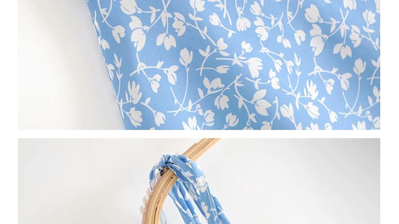 Fashion Blue Flower Print Camisole Short Dress,Mini & Short Dresses