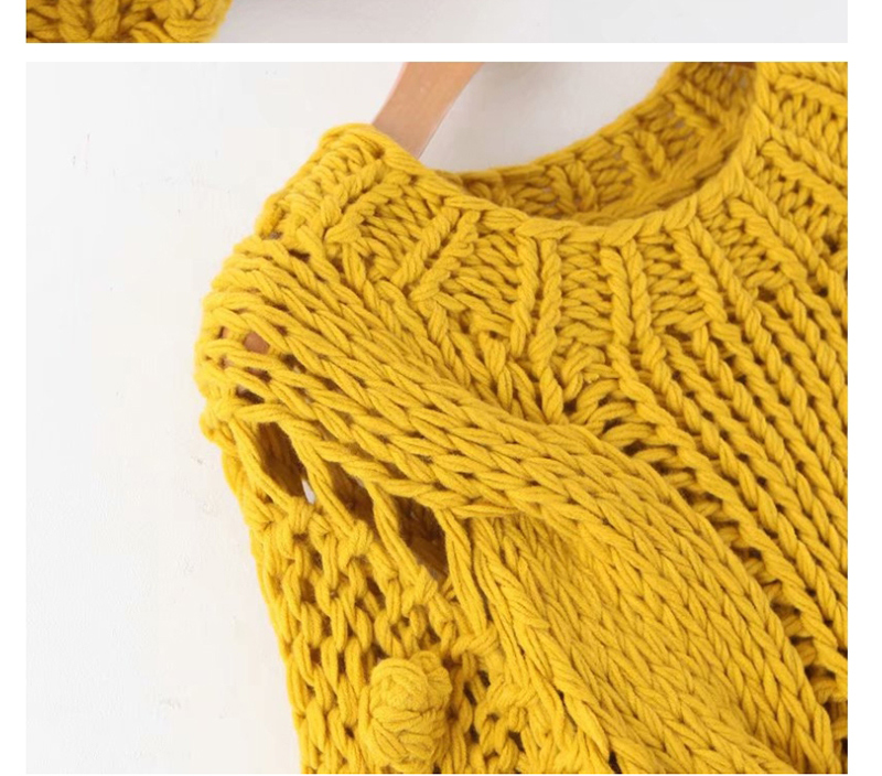 Fashion Purple Hollow Knit Ball Twist Sweater,Sweater