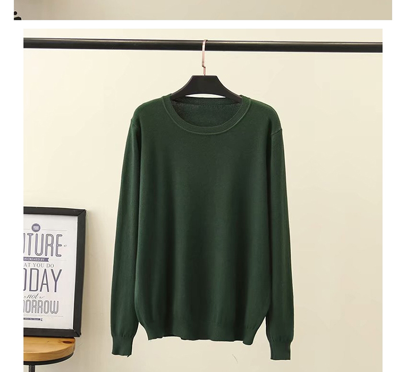 Fashion Dark Green Crew Neck Sweater,Sweater