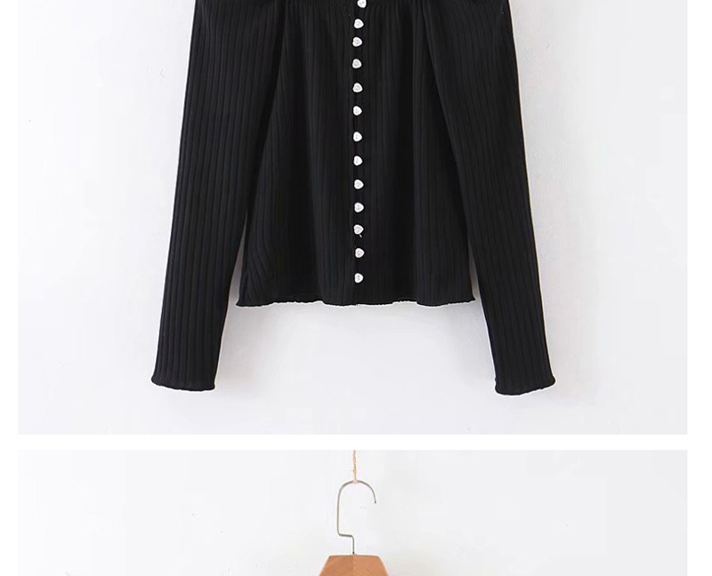 Fashion Black Knitted T-shirt With Stretch Thread Love Button,Hair Crown