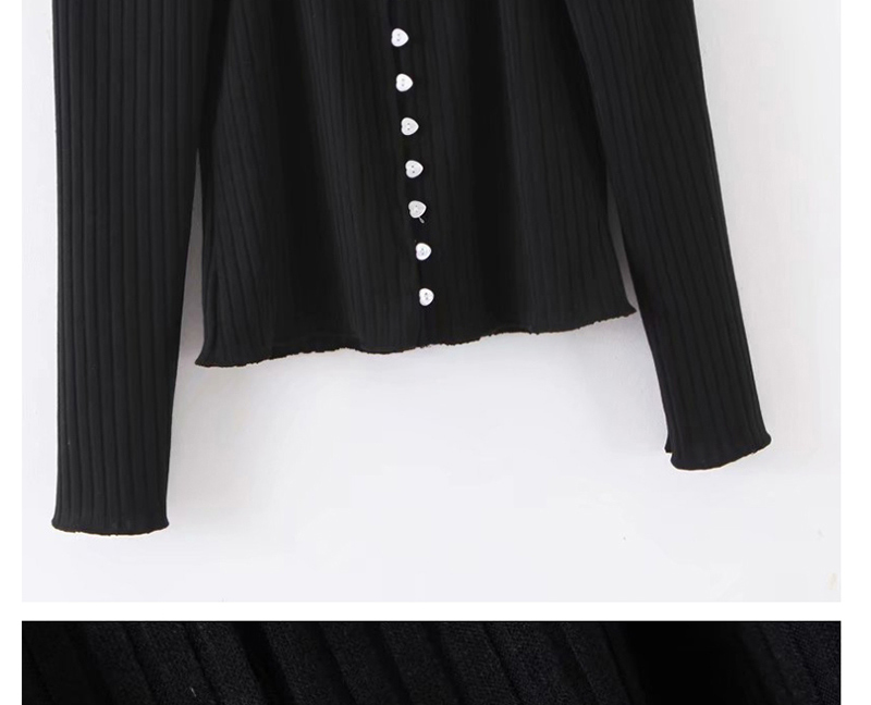 Fashion Black Knitted T-shirt With Stretch Thread Love Button,Hair Crown