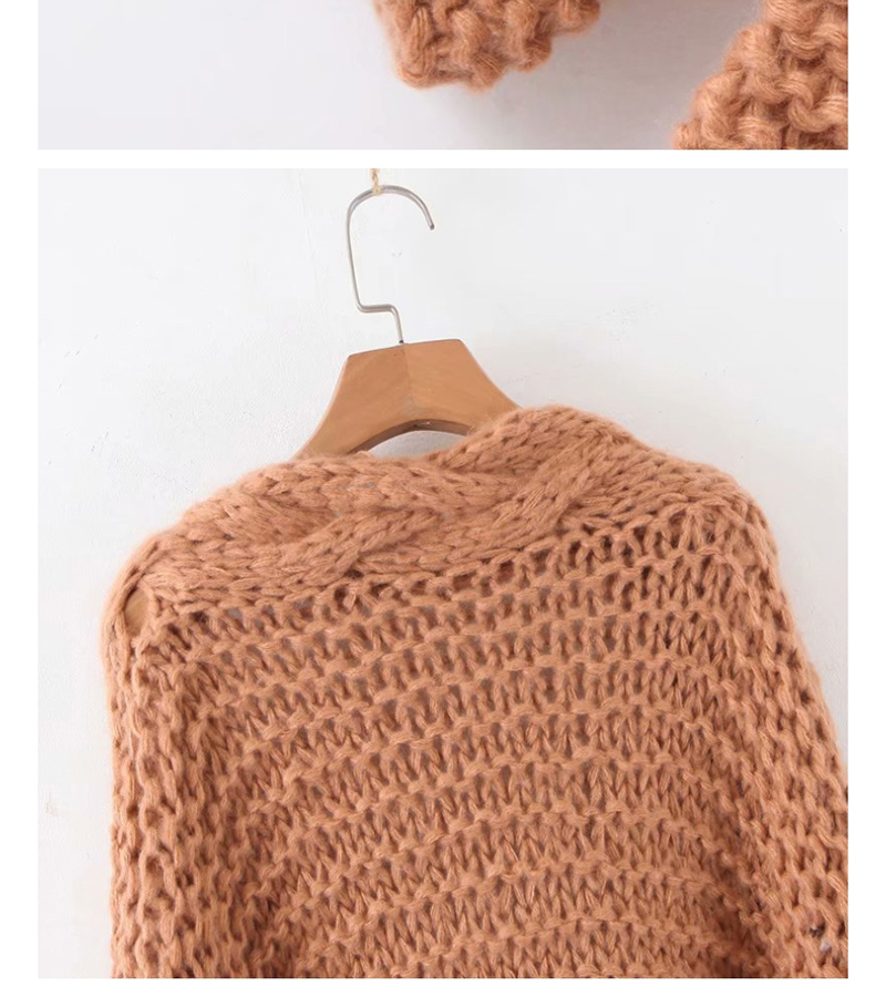 Fashion Pink Knitted Twist Fringed Sweater,Sweater